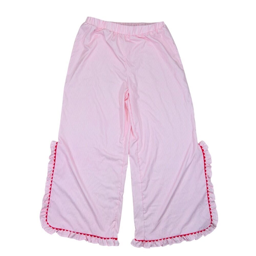 Striped Ruffle Loungewear Pants XL Women Pink Cottage Twee Sleepwear Intimates